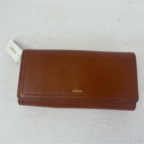 NWT Fossil RFID Logan Flap Wallet camel brown - Picture 1 of 12